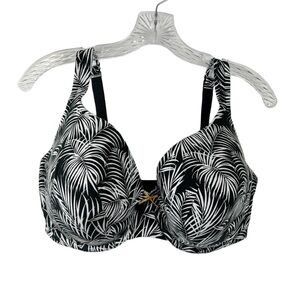 Cacique Lightly Lined Full Coverage Underwire Bra Women's 40F Zebra‎ Palm EUC
